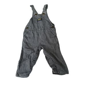 Vintage Osh Kosh B'Gosh Overalls Todder 24mo Railroad Stripe Blue White USA